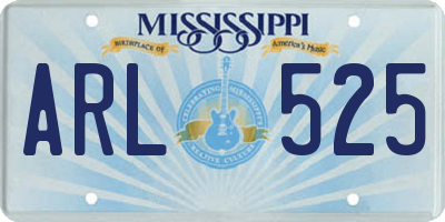 MS license plate ARL525
