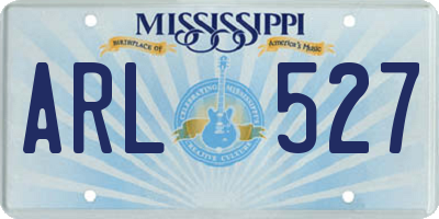 MS license plate ARL527
