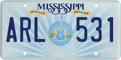 MS license plate ARL531