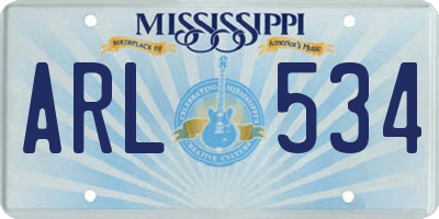 MS license plate ARL534