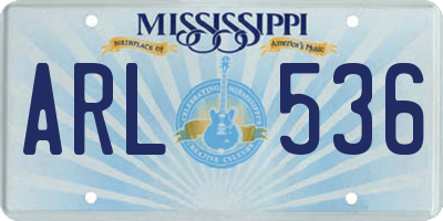 MS license plate ARL536