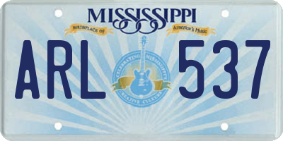 MS license plate ARL537