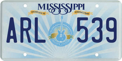 MS license plate ARL539