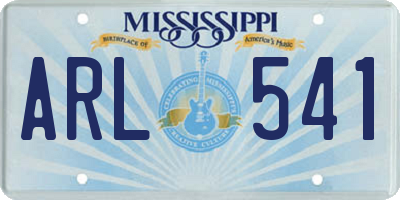 MS license plate ARL541