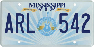 MS license plate ARL542