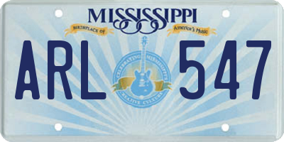MS license plate ARL547