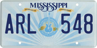MS license plate ARL548