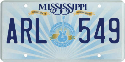 MS license plate ARL549