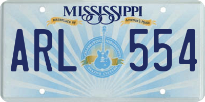 MS license plate ARL554