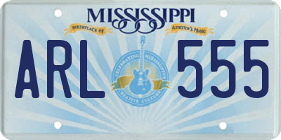 MS license plate ARL555