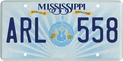 MS license plate ARL558
