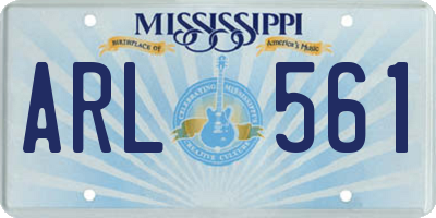 MS license plate ARL561