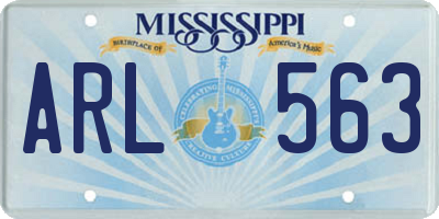 MS license plate ARL563