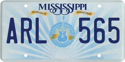 MS license plate ARL565