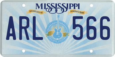 MS license plate ARL566