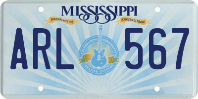 MS license plate ARL567
