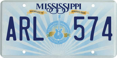 MS license plate ARL574