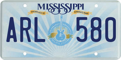 MS license plate ARL580