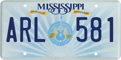 MS license plate ARL581