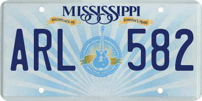 MS license plate ARL582