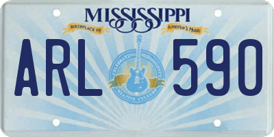 MS license plate ARL590