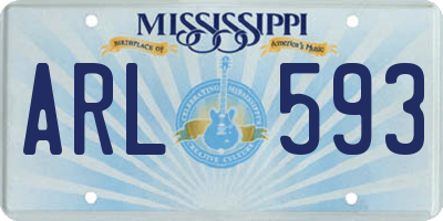 MS license plate ARL593