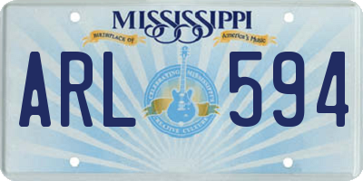 MS license plate ARL594