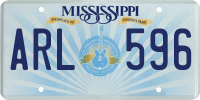 MS license plate ARL596