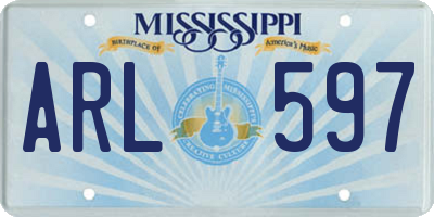 MS license plate ARL597