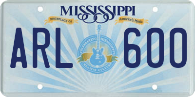MS license plate ARL600