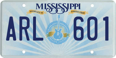 MS license plate ARL601