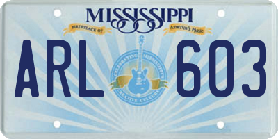 MS license plate ARL603