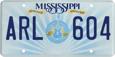 MS license plate ARL604
