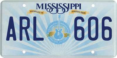 MS license plate ARL606