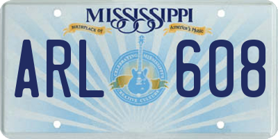 MS license plate ARL608