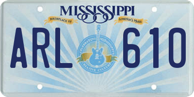 MS license plate ARL610