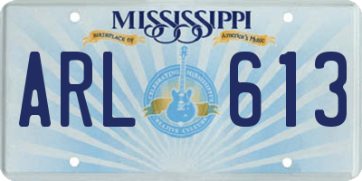 MS license plate ARL613