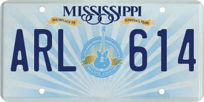 MS license plate ARL614