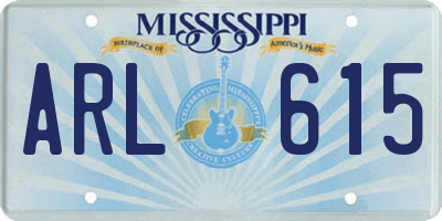MS license plate ARL615
