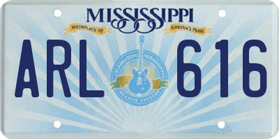 MS license plate ARL616