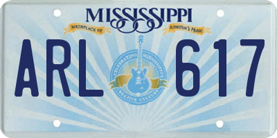 MS license plate ARL617