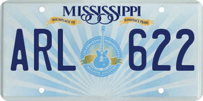 MS license plate ARL622