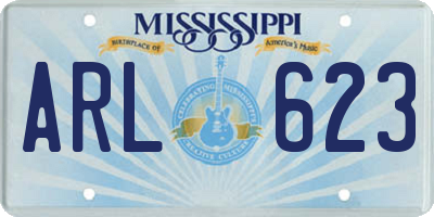 MS license plate ARL623