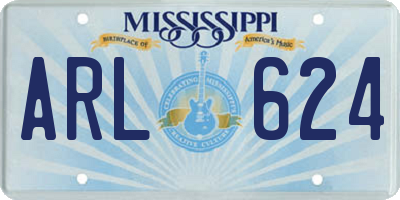 MS license plate ARL624