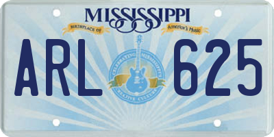 MS license plate ARL625
