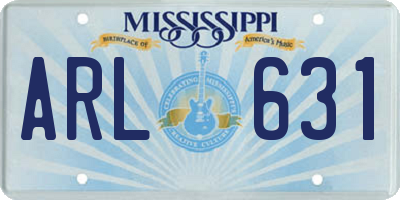 MS license plate ARL631