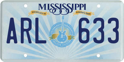 MS license plate ARL633