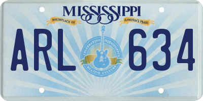 MS license plate ARL634