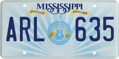 MS license plate ARL635