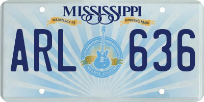 MS license plate ARL636